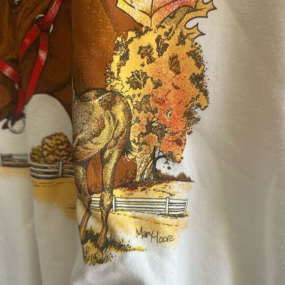 Vintage Horse Print White Sweatshirt - Picture 12 of 16